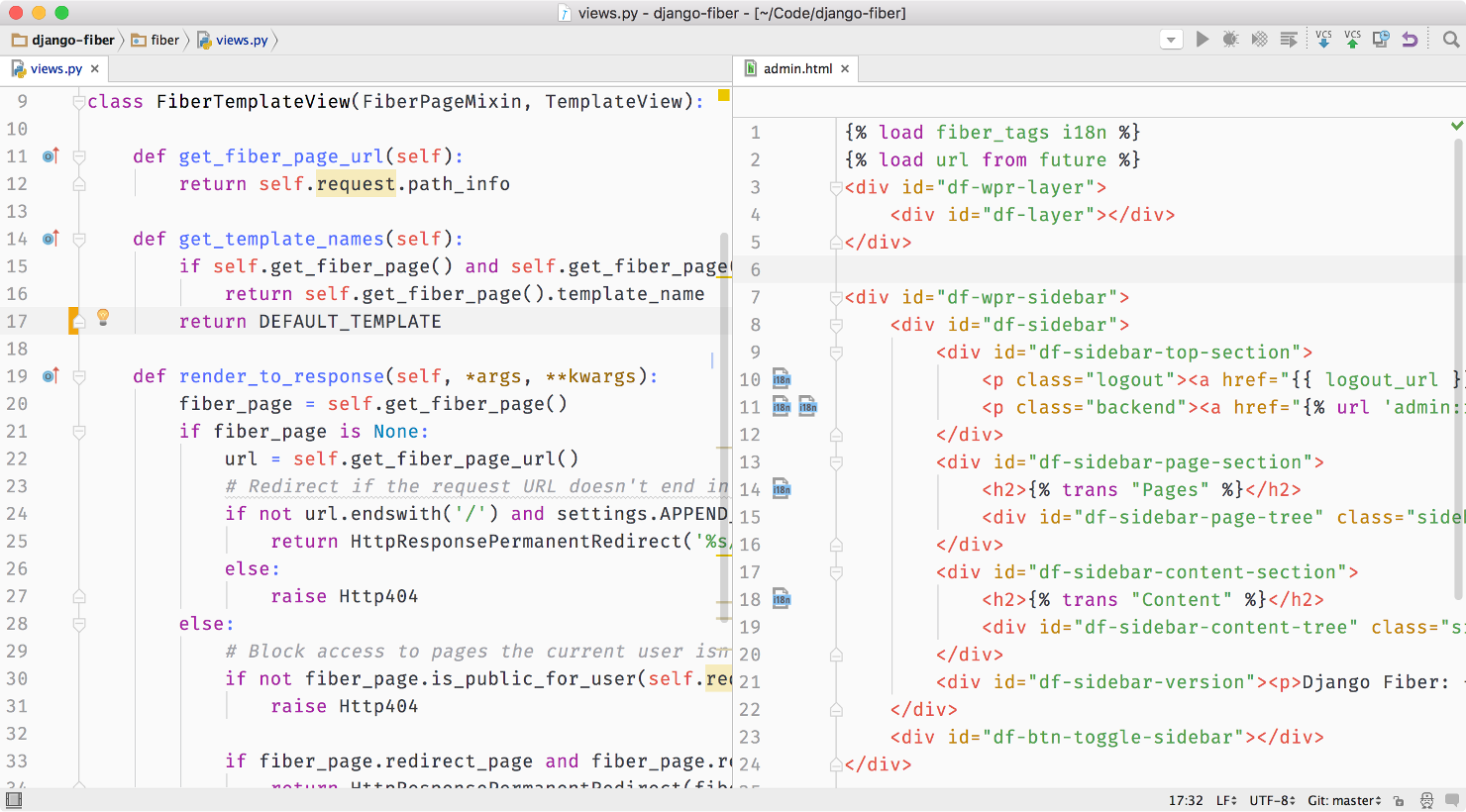 Screenshot of One Light color scheme in PyCharm